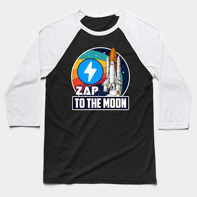 Zap Oracles to the Moon Digital Crypto BTC Retro Spaceship Baseball T-Shirt by TheBeardComic